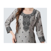 Meher Impex Art Silk Printed Straight Womens Kurti - Grey ( Pack of 1 ) - None