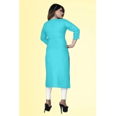 HAYA - Light Blue Rayon Womens Straight Kurti ( Pack of 1 ) - None