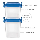 Milton Silo 25 Plastic Storage Containers, 1 Piece, 23 Litres, Blue | Storage Jar | Kitchen Organiser | BPA Free | Stackable | Modular | Nestable - Blue