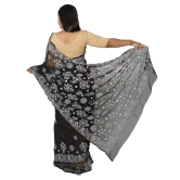 VASU INC. Handmade Lucknow Chikankari Black Saree ms012