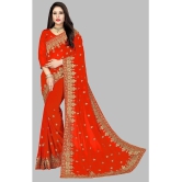 Om Shantam Sarees - Orange Georgette Saree With Blouse Piece ( Pack of 1 ) - Orange