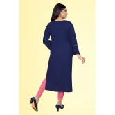 haya fashion - Navy Rayon Women's Straight Kurti ( Pack of 1 ) - None