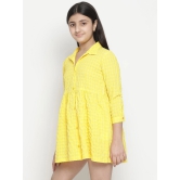 Oxolloxo Yellow Checked Satin Shirt Midi Dress