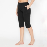 Women's Plain Knitted Capri - Black Black L