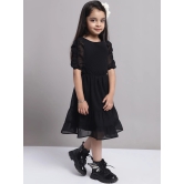 MINI & MING Girls Puff Sleeve Georgette Fit & Flare Dress