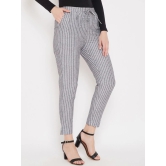 Women Grey & White Striped Regular Trousers