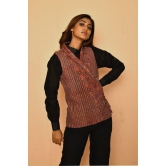 Red cotton Ajrakh natural dye shawl jacket for women