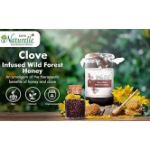 Farm Naturelle Healthy Clove Infused Honey 700g + 75g Extra |100% Pure Honey| Raw & Unfiltered|Unprocessed|Lab Tested Honey In Glass Jar with Engraved Virgin Wooden Spoon