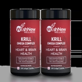 WishNew Wellness Krill Omega Complex for Heart & Brain Health, 60 Enhanced Absorption Softgels with 2000mg Fish Oil & 250mg Krill, Rich in EPA & DHA Plus Astaxanthin Pack of 2