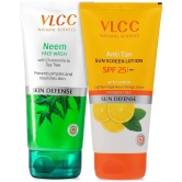 VLCC Combo Kit, Neem Face Wash & Anti Tan Sunscreen SPF 25, 150 ml (Pack of 2)