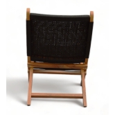 Orchid Homez Hand Woven Lounge Chair Folding Solid Wood Outdoor Chair (Natural) (Black)