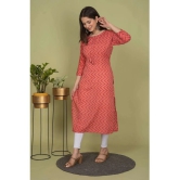 Estela Cotton Blend Printed Straight Womens Kurti - Orange ( Pack of 1 ) - None