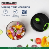 Fackelmann Swift 650ML Vegetable Chopper, Chopper for Kitchen, Onion Chopper with Safe & Durable 3-Blade Design, Non-Electric, Hand-Pull Cutter, Ideal for Quick Meal Preparation