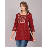 JC4U Rayon Printed Straight Womens Kurti - Maroon ( Pack of 1 ) - None