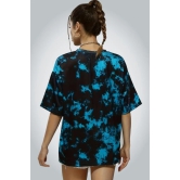 London Hills Tie Dye Tshirt for Women Oversized t Shirts for Women Drop Shoulder Tshirt Half Sleeve T-Shirt Blue Black