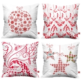 Indigifts Christmas Cushion Covers Merry Christmas Decorative Ornaments White Set of 4 Cushion Cover 18x18 inches - Christmas Cushion, Christmas Decorations for House, Xmas Decorations