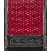 Maroon Black Sambalpuri Handwoven Single Ikat Cotton Dupatta