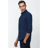 Men Navy Super Slim Fit Stripe Full Sleeves Casual Shirt