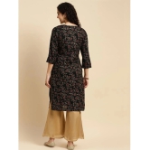 Rangita Women Rayon Black Printed Knee Length Straight Kurti - None