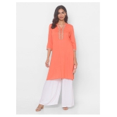 Globus - Peach Viscose Women''s Straight Kurti - M