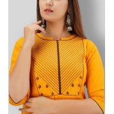 SVARCHI - Yellow Cotton Women's Straight Kurti ( Pack of 1 ) - XL