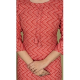 Estela Cotton Blend Printed Straight Womens Kurti - Orange ( Pack of 1 ) - None