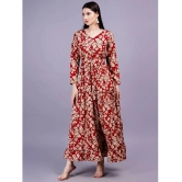 HIGHLIGHT FASHION EXPORT Rayon Printed Full Length Womens Fit & Flare Dress - Red ( Pack of 1 ) - None