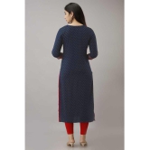 OFLINE SELCTION - Navy Blue Cotton Blend Women''s Straight Kurti ( Pack of 1 ) - None