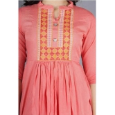 OFLINE SELCTION - Pink Cotton Blend Women's Anarkali Kurti ( Pack of 1 ) - L, Pink