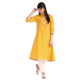 Karigari - Yellow Cotton Women's Flared Kurti ( Pack of 1 ) - XL