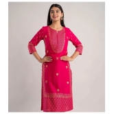 MAUKA - Pink Rayon Womens Straight Kurti ( Pack of 1 ) - None