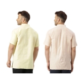 KLOSET By RIAG Beige Cotton Men's Shirt Style Kurta ( Pack of 2 ) - None