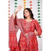 Swasti Cotton Printed Straight Womens Kurti - Maroon ( Pack of 1 ) - None