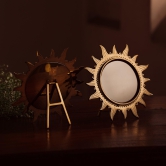 MIHIR - Sun Shaped Aranmula Kannadi | Metal Mirror with Back Stand-3.5 Inch