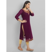 JASH CREATION Georgette Embroidered A-line Womens Kurti - Purple ( Pack of 1 ) - None