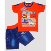 Wise Guys - Orange Cotton Blend Baby Boy T-Shirt & Shorts ( Pack of 1 ) - None