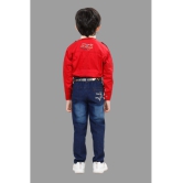 DKGF Fashion - Red Cotton Blend Boys Shirt & Jeans ( Pack of 1 ) - None