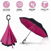 C Umbrella Reverse Inverted Windproof C-Shaped Handle Inside Out Folding Umbrella Double Layer umbrella q