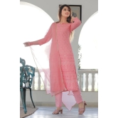 Rose Pink Chikankari Cotton Pant Set Pink S