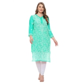 Lavangi Women Lucknow Chikankari Sea Green Georgette Kurti with Matching Cotton Inner