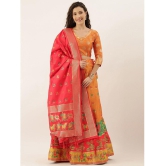 Om Shantam Sarees Yellow,Pink Art Silk Chaniya Choli Semi Stitched Lehenga Single - Free Size