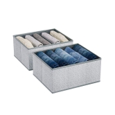 HOMETALES Non-Woven 5 Compartments Foldable Wardrobe Storage Organisers for Shirt, Denims, Pants, T-Shirt,Grey (2U)