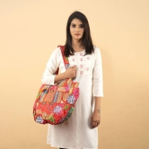 Rajasthani Embroidered Shoulder Bag, Pure Cotton Shoulder Bag With Handmade Beautiful Patchwork