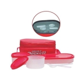 Milton Double Decker Lunch Box, (3 Plastic Container) Red / PINK / BLUE