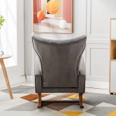 Wooden Velvet Accent Rocking Chair (Grey)-Grey