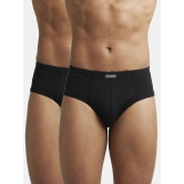 Jockey 1009 Men Super Combed Cotton Rib Solid Brief - Black (Pack of 2) - None