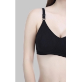 Elina - Black Cotton Non Padded Womens T-Shirt Bra ( Pack of 2 ) - None