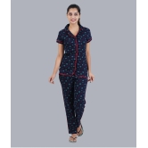 Sathiyas - Navy Cotton Womens Nightwear Nightsuit Sets ( Pack of 1 ) - None