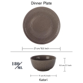 Aadeep Handcrafted Emboss Stoneware Ceramic Dinner Set, 10 Pieces Dish Set Serving for 4, Microwave and Dishwasher Safe, Bone-ash Free, Crockery Set for Dining and Gifting, Ash Grey