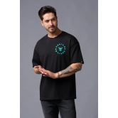 Never Give Up (in Green) Printed Black Oversized T-Shirt for Men XL